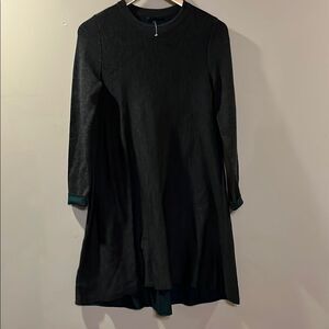 COS Charcoal Dress with Green Accents